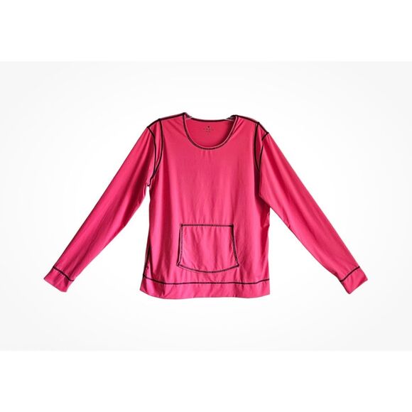 Athleta Other - Athleta Shirt Womens Size M/L Coral Rash Guard Kangaroo Pocket UPF Swim Surf Top